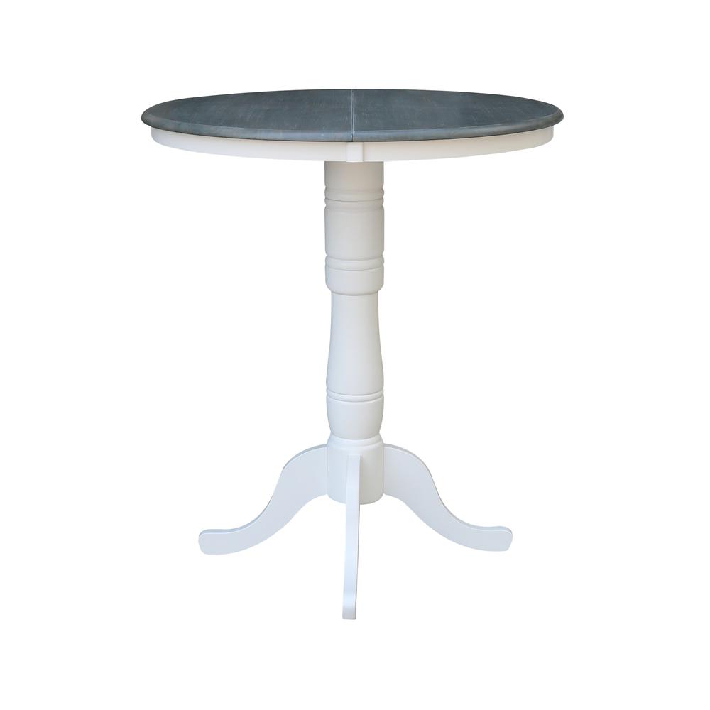 36" Round Top Pedestal Table With 12" Leaf - Bar Height -. Picture 2