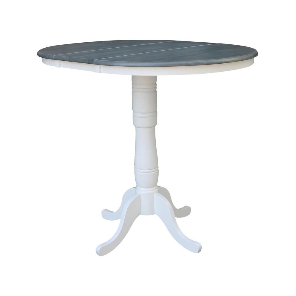 36" Round Top Pedestal Table With 12" Leaf - Bar Height -. Picture 4