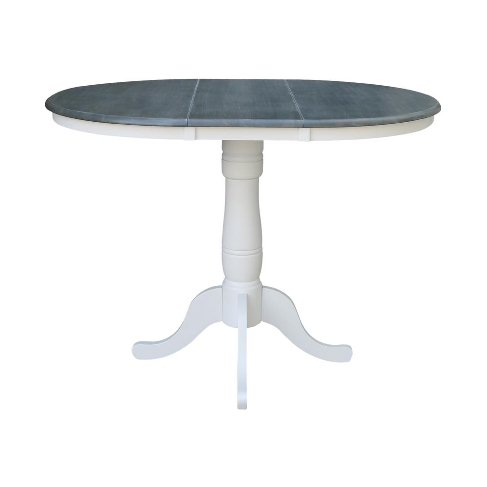36" Round Extension Dining Table With 4 San Remo Counter Height Stools - Set of 5. Picture 2