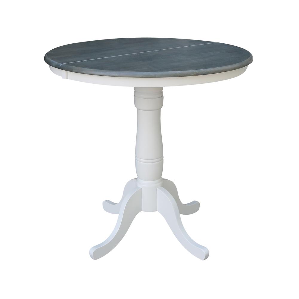 36" Round Extension Dining Table With 2 X-back Counter Height Stools - Set of 3. Picture 2