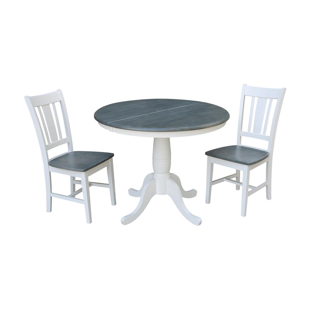 36" Round Extension Dining Table With 2 San Remo Chairs - Set of 3. Picture 1