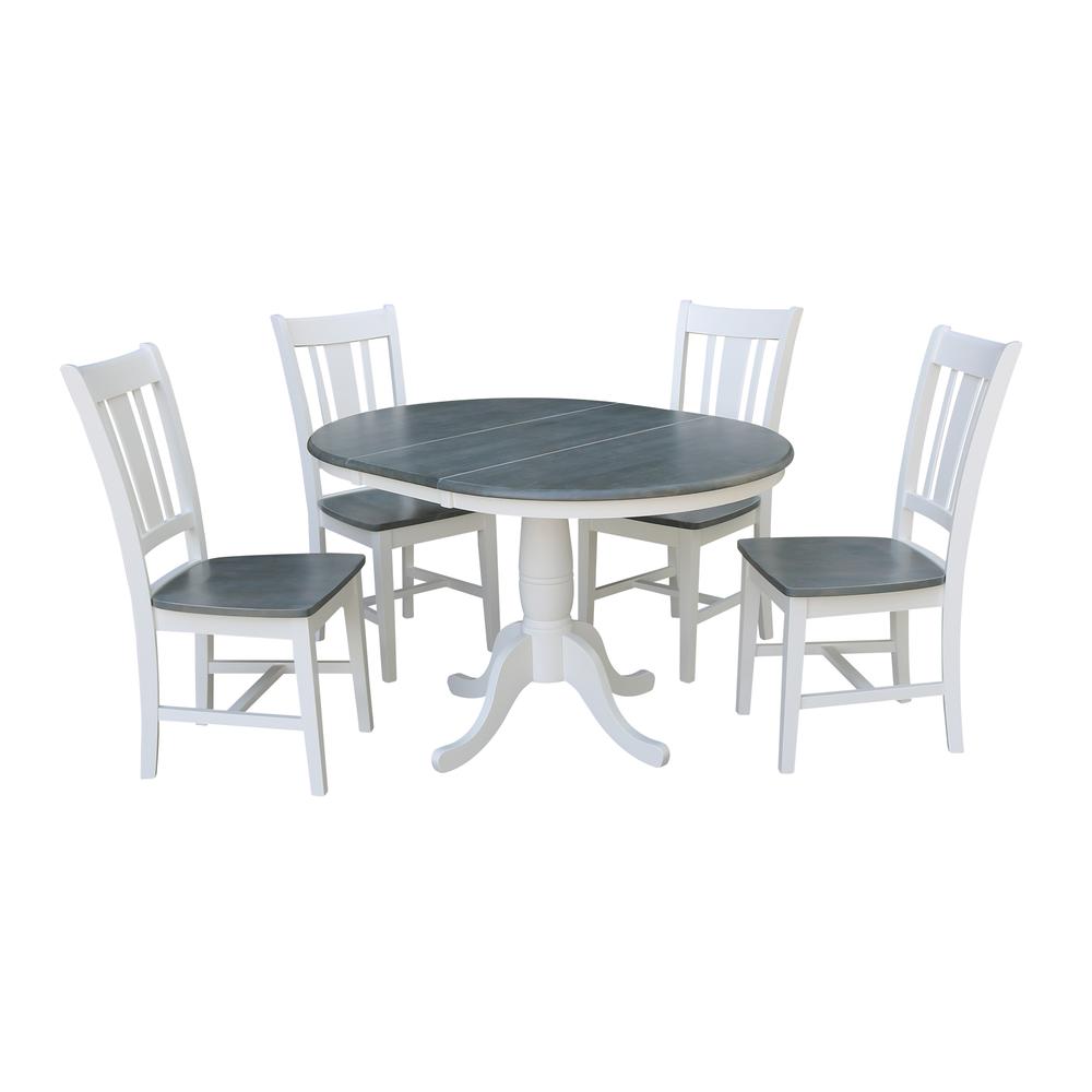 36" Round Extension Dining Table With 4 San Remo Chairs - Set of 5. Picture 1