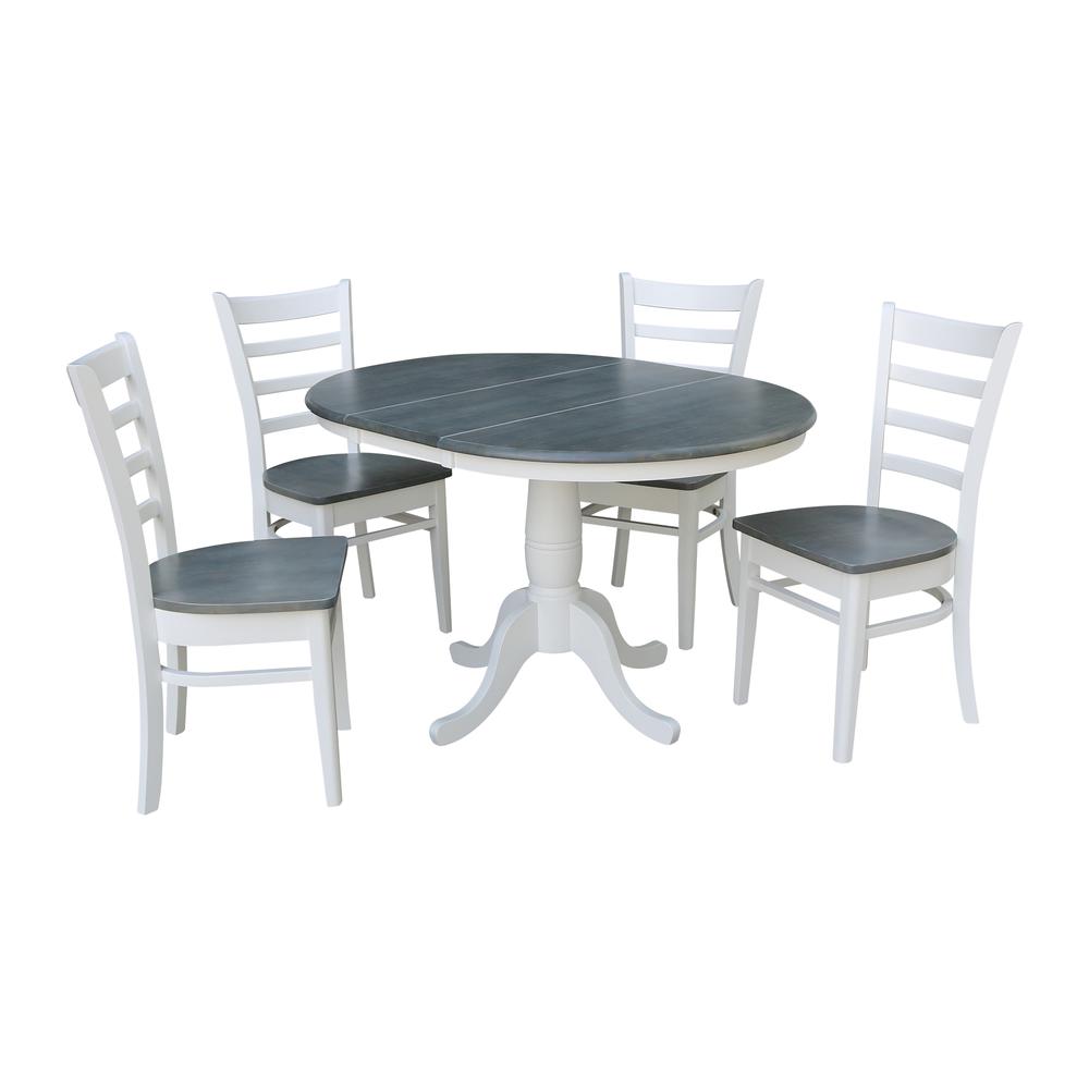 36" Round Extension Dining Table With 4 Emily Chairs - Set of 5. Picture 1