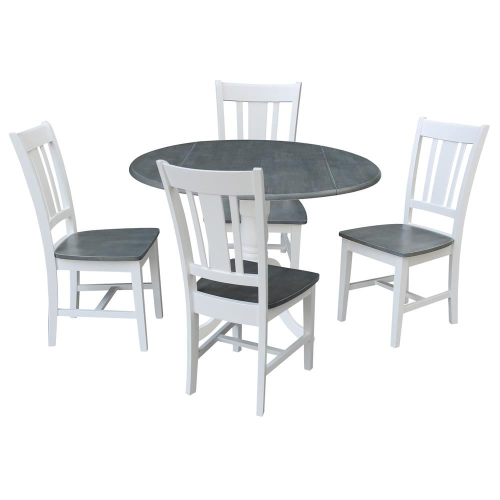 42 in. Dual Drop Leaf Dining Table with 4 Splat Back Chairs - 5 Piece Dining Set. Picture 1