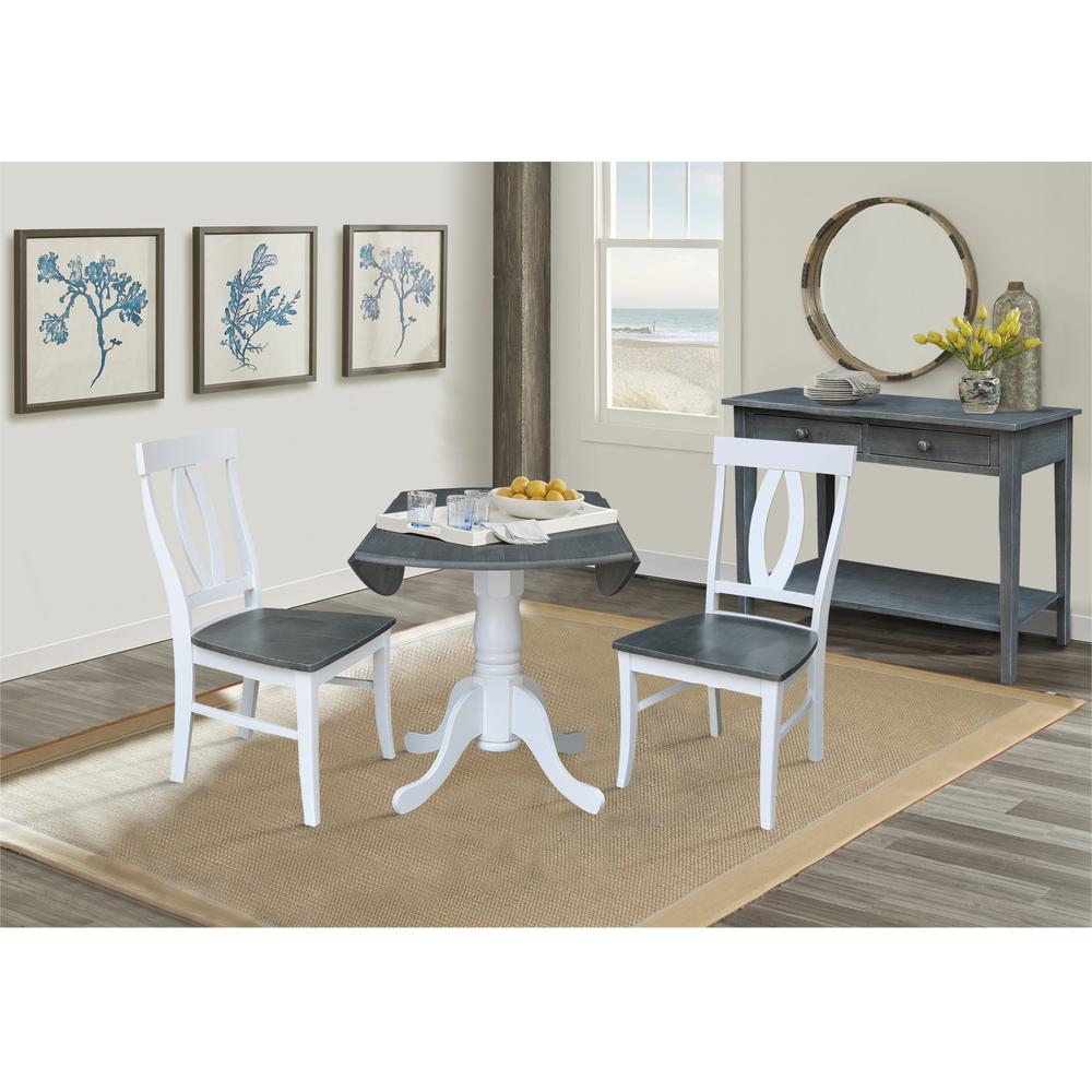 42 in. Dual Drop Leaf Dining Table with 2 Splat Back Chairs - 3 Piece Dining Set. Picture 6
