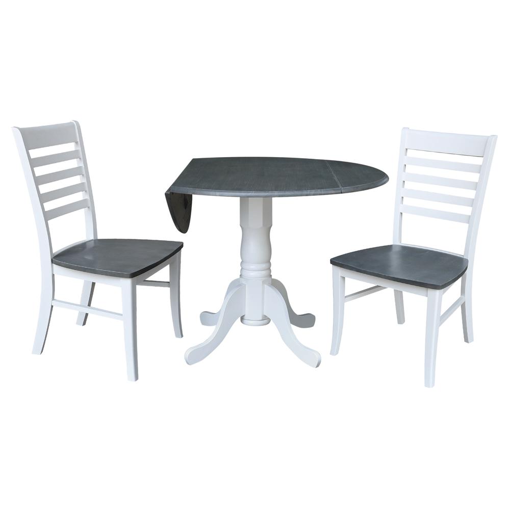 42 in. Dual Drop Leaf Dining Table with 2 Ladderback Chairs - 3 Piece Dining Set. Picture 3
