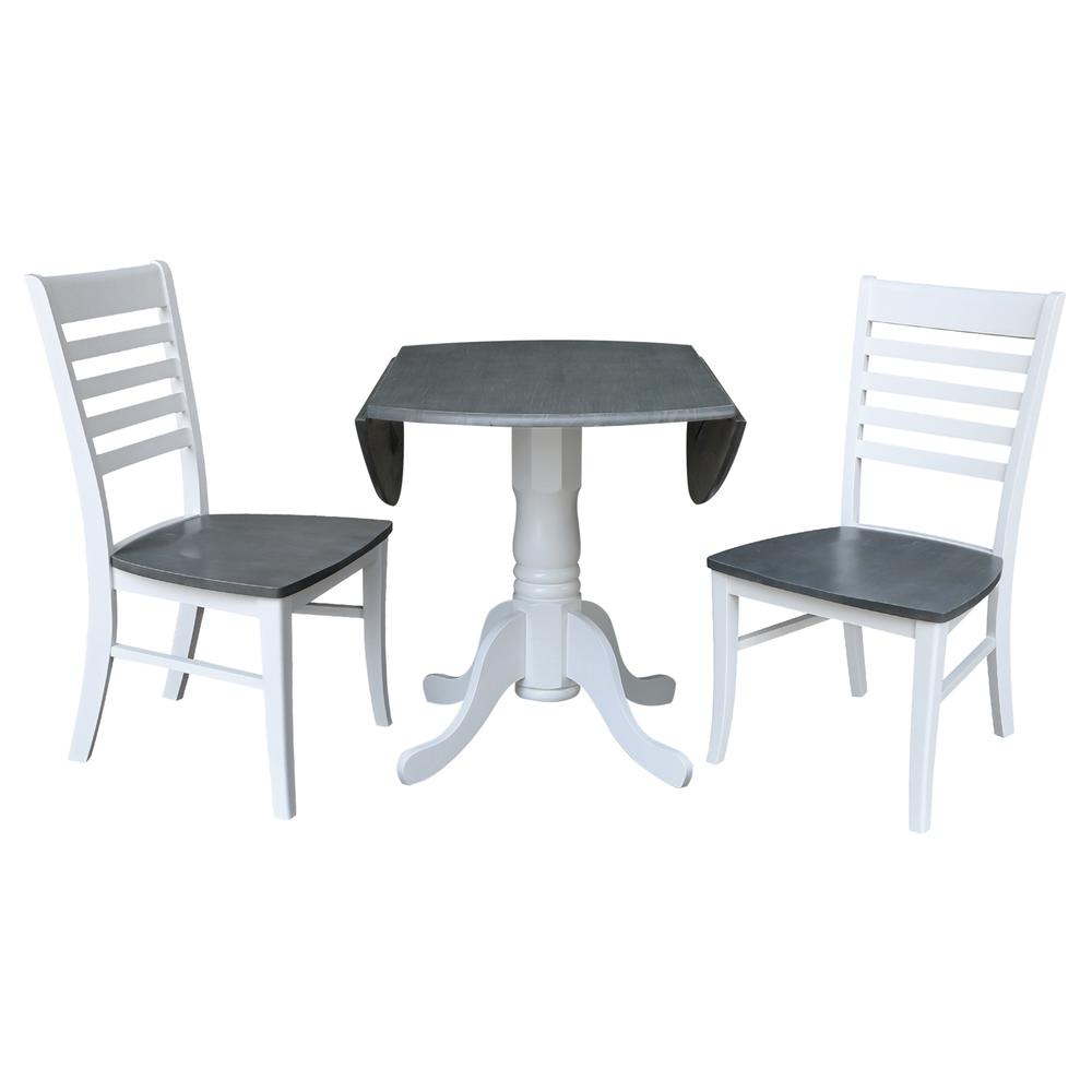 42 in. Dual Drop Leaf Dining Table with 2 Ladderback Chairs - 3 Piece Dining Set. Picture 5