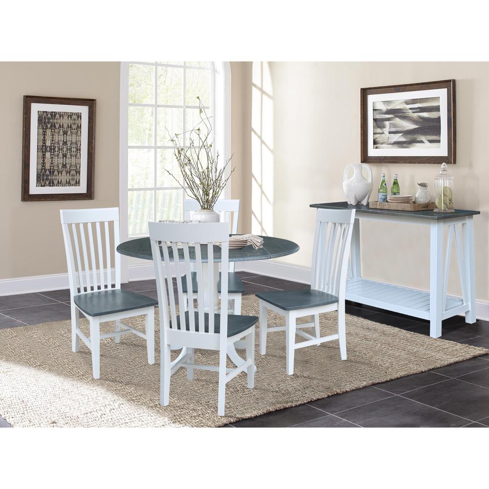 42 in. Dual Drop Leaf Dining Table with 4 Slat Back Chairs - 5 Piece Dining Set. Picture 2