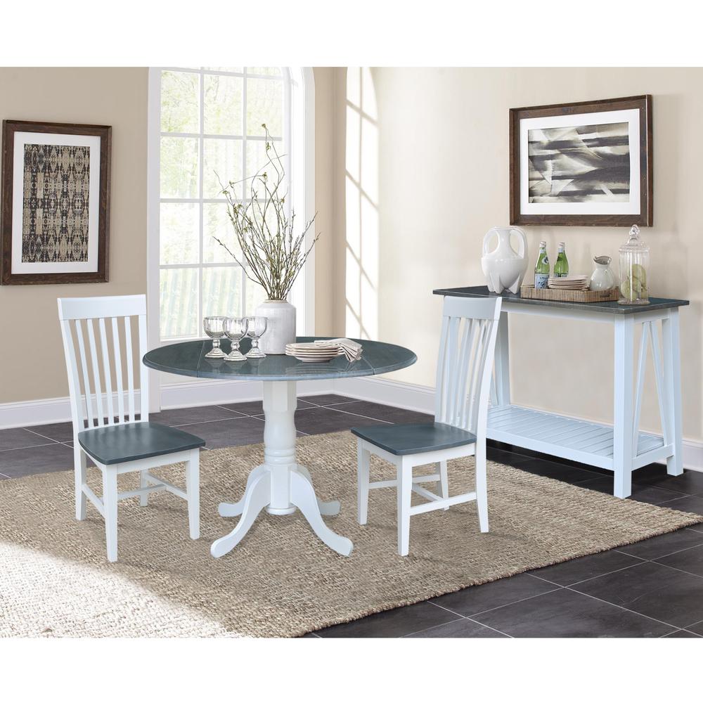 42 in. Dual Drop Leaf Dining Table with 2 Slat Back Chairs - 3 Piece Dining Set. Picture 2