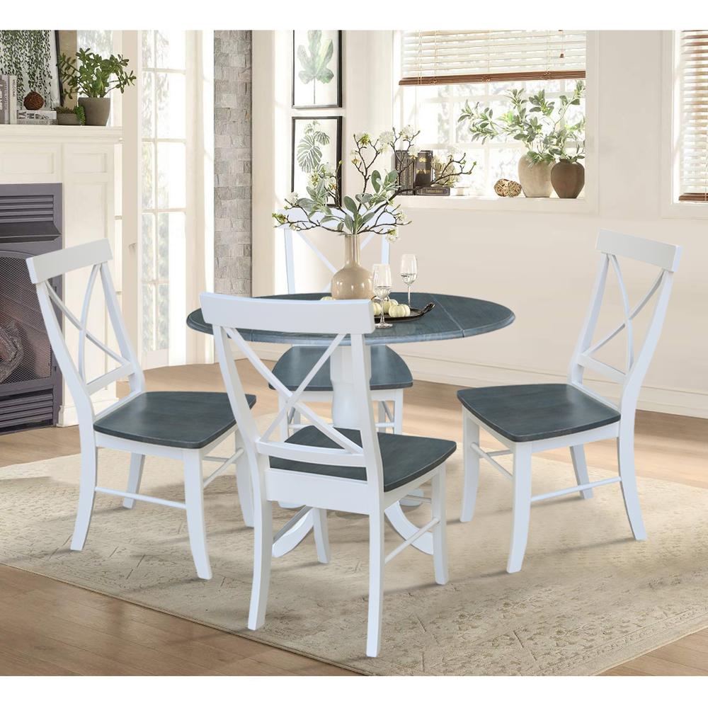 42 in. Dual Drop Leaf Dining Table with 4 X-back Chairs - 5 Piece Dining Set. Picture 2