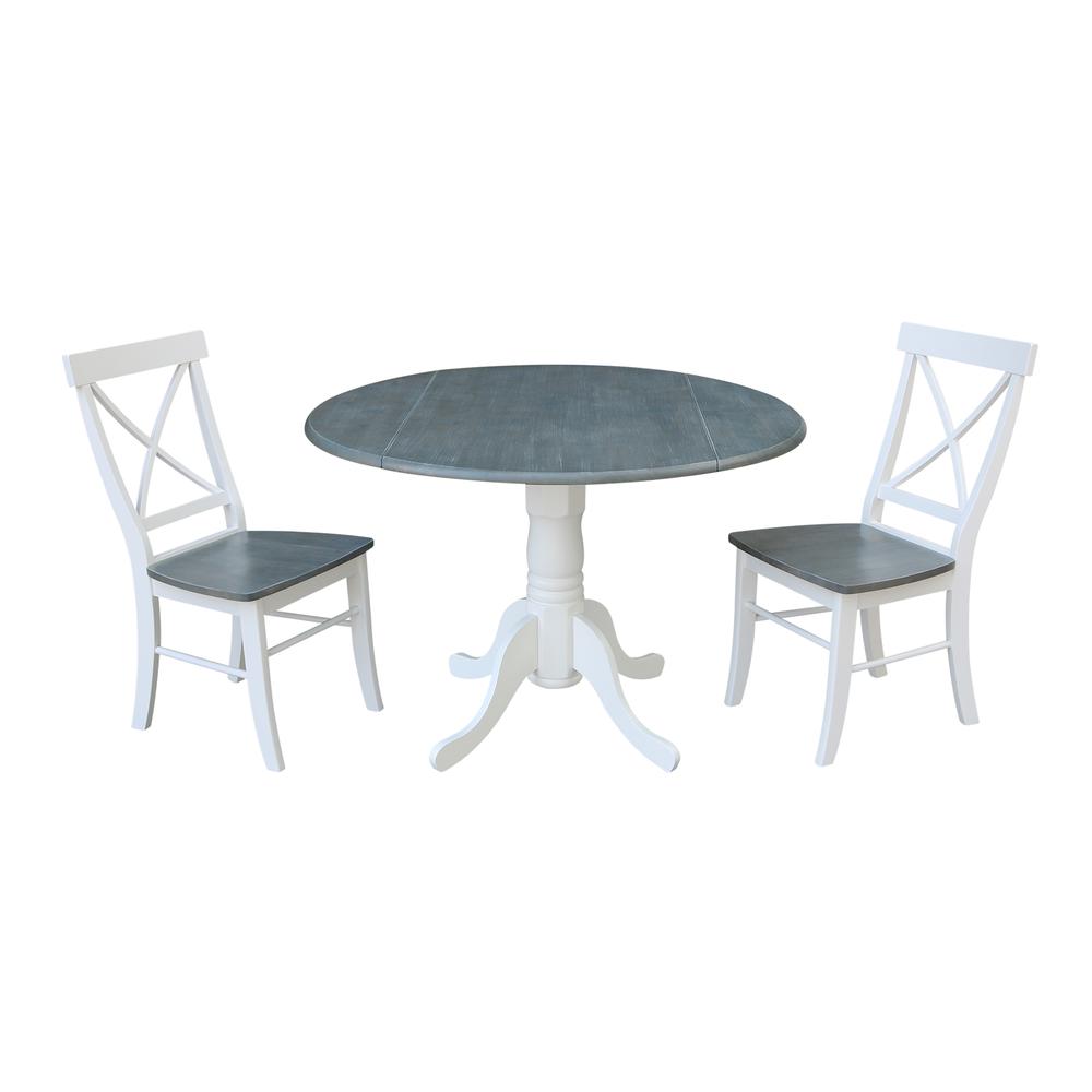 42" Dual Drop Leaf Table with 2 X-back Chairs - Set of 3 Pieces. Picture 1