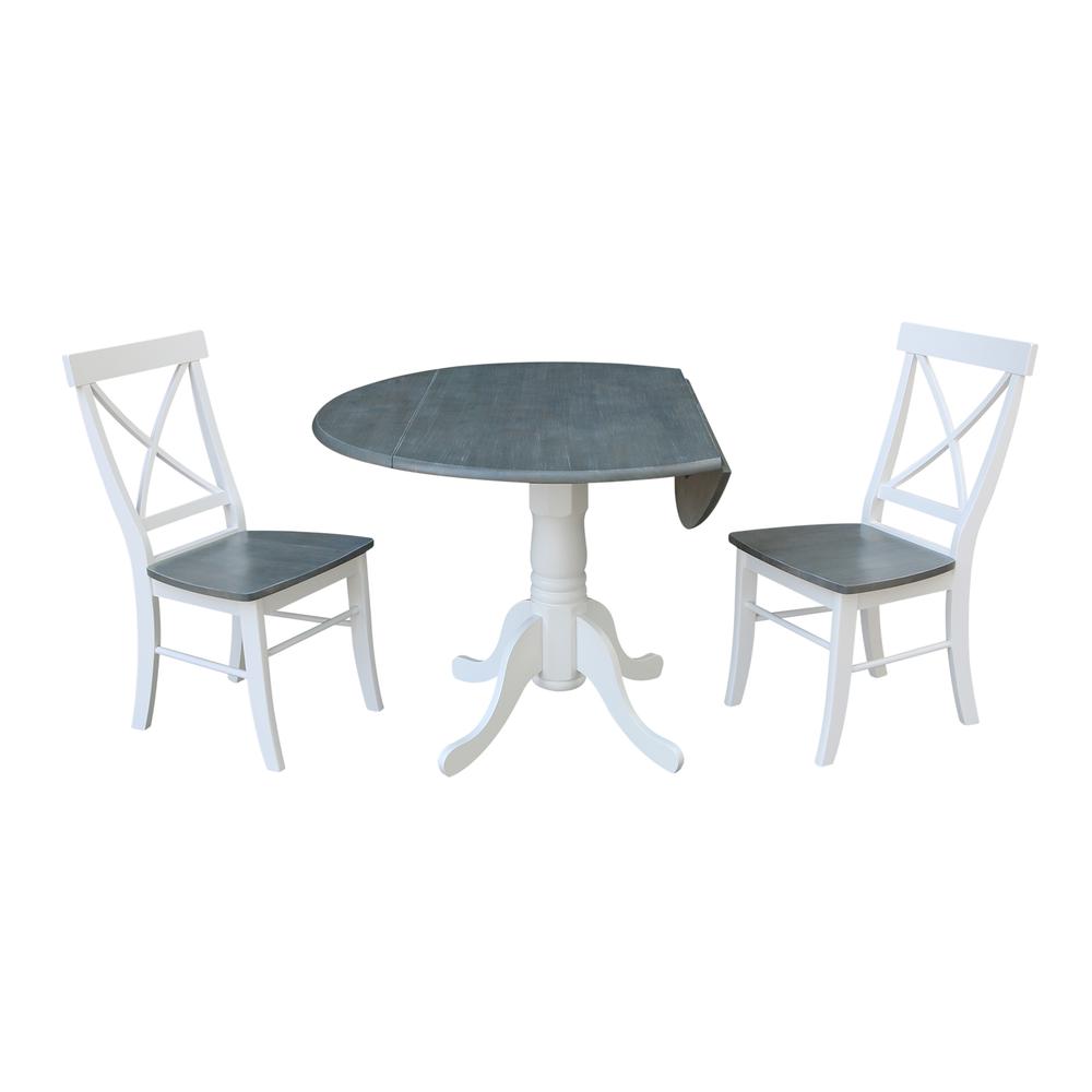 42" Dual Drop Leaf Table with 2 X-back Chairs - Set of 3 Pieces. Picture 2