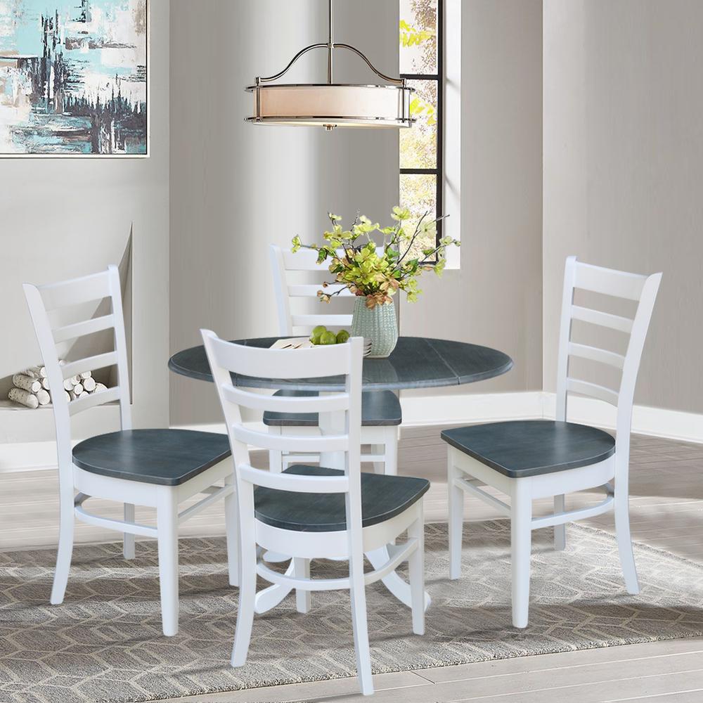 42 in. Dual Drop Leaf Dining Table with 4 Ladderback Chairs - 5 Piece Dining Set. Picture 2