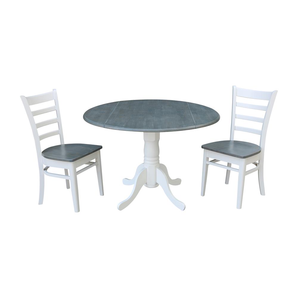 42" Dual Drop Leaf Table with 2 Emily Side Chairs -Set of 3 Pieces. Picture 1