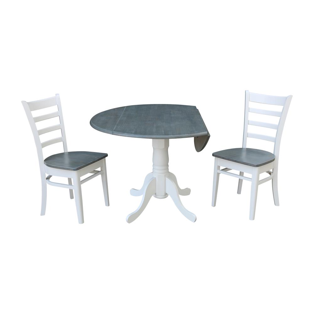 42" Dual Drop Leaf Table with 2 Emily Side Chairs -Set of 3 Pieces. Picture 2