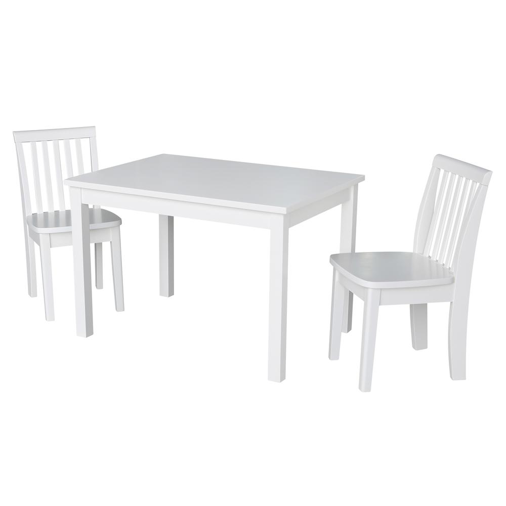 Table With 2 Mission Juvenile Chairs, White. Picture 2