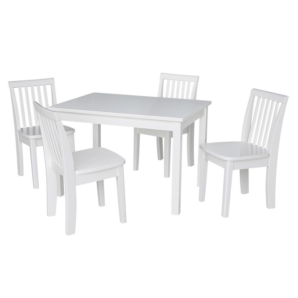 Table With 4 Mission Juvenile Chairs, White. Picture 1