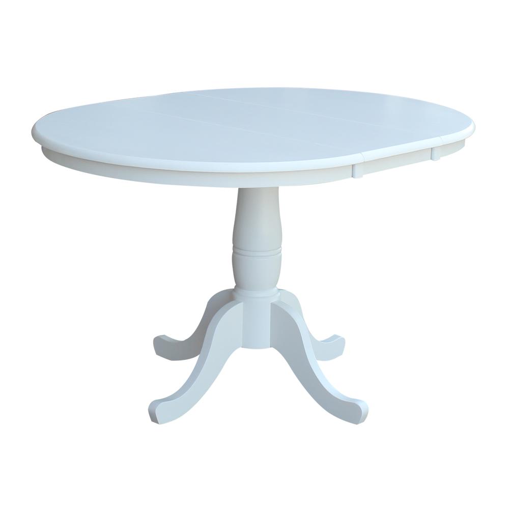 36" Round Top Pedestal Table With 12" Leaf - 28.9"H - Dining Height, White. Picture 100
