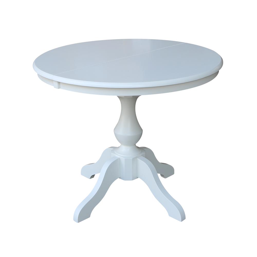 36" Round Top Pedestal Table With 12" Leaf - 28.9"H - Dining Height, White. Picture 15