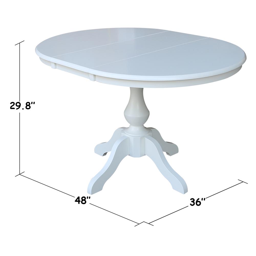 36" Round Top Pedestal Table With 12" Leaf - 28.9"H - Dining Height, White. Picture 6