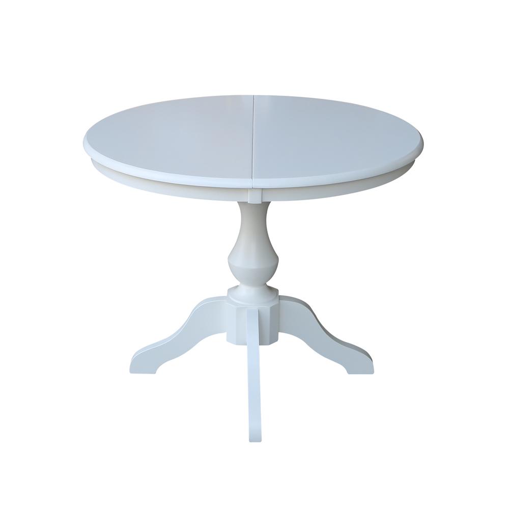 36" Round Top Pedestal Table With 12" Leaf - 28.9"H - Dining Height, White. Picture 8