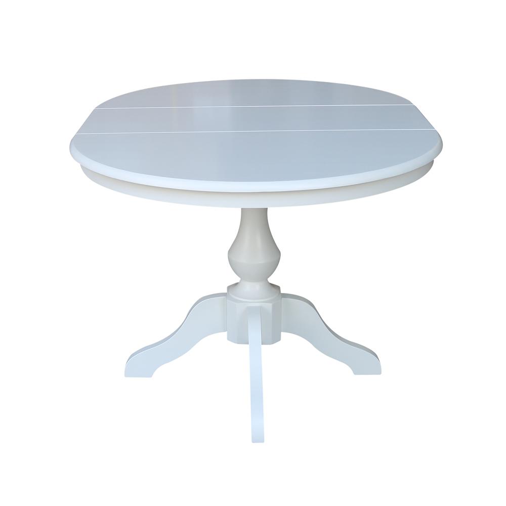 36" Round Top Pedestal Table With 12" Leaf - 28.9"H - Dining Height, White. Picture 9
