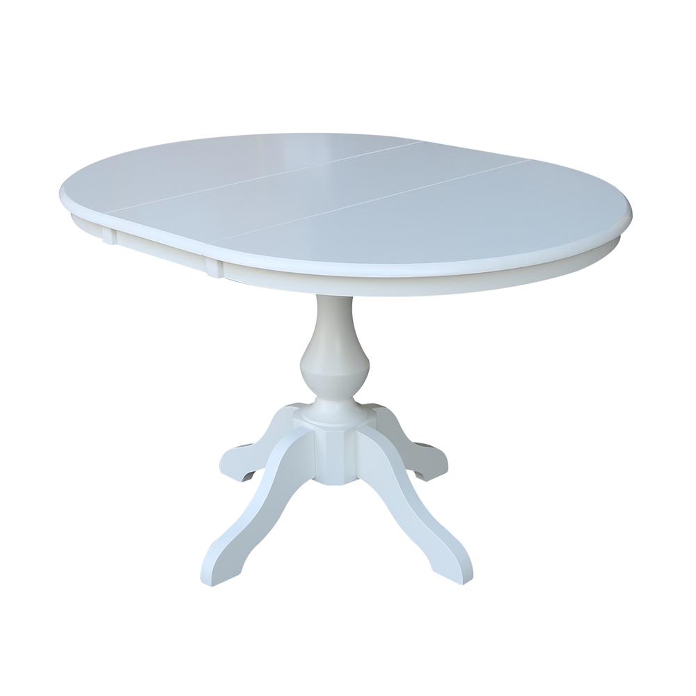 36" Round Top Pedestal Table With 12" Leaf - 28.9"H - Dining Height, White. Picture 11