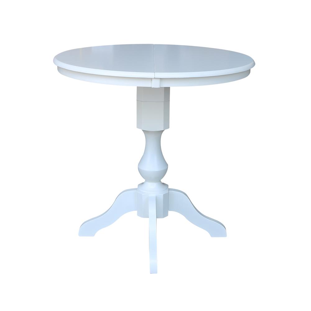 36" Round Top Pedestal Table With 12" Leaf - 28.9"H - Dining Height, White. Picture 18