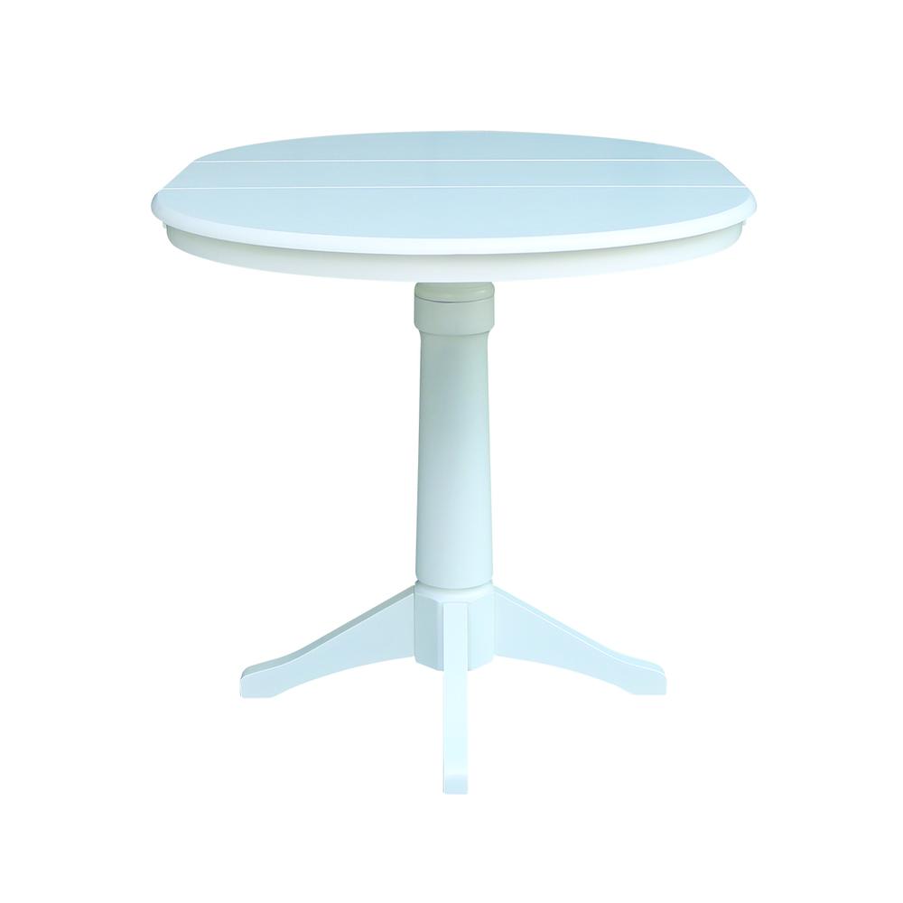 36" Round Top Pedestal Table With 12" Leaf - 28.9"H - Dining Height, White. Picture 50