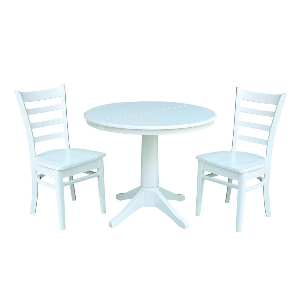 36" Round Top Pedestal Table With 12" Leaf - 28.9"H - Dining Height, White. Picture 64