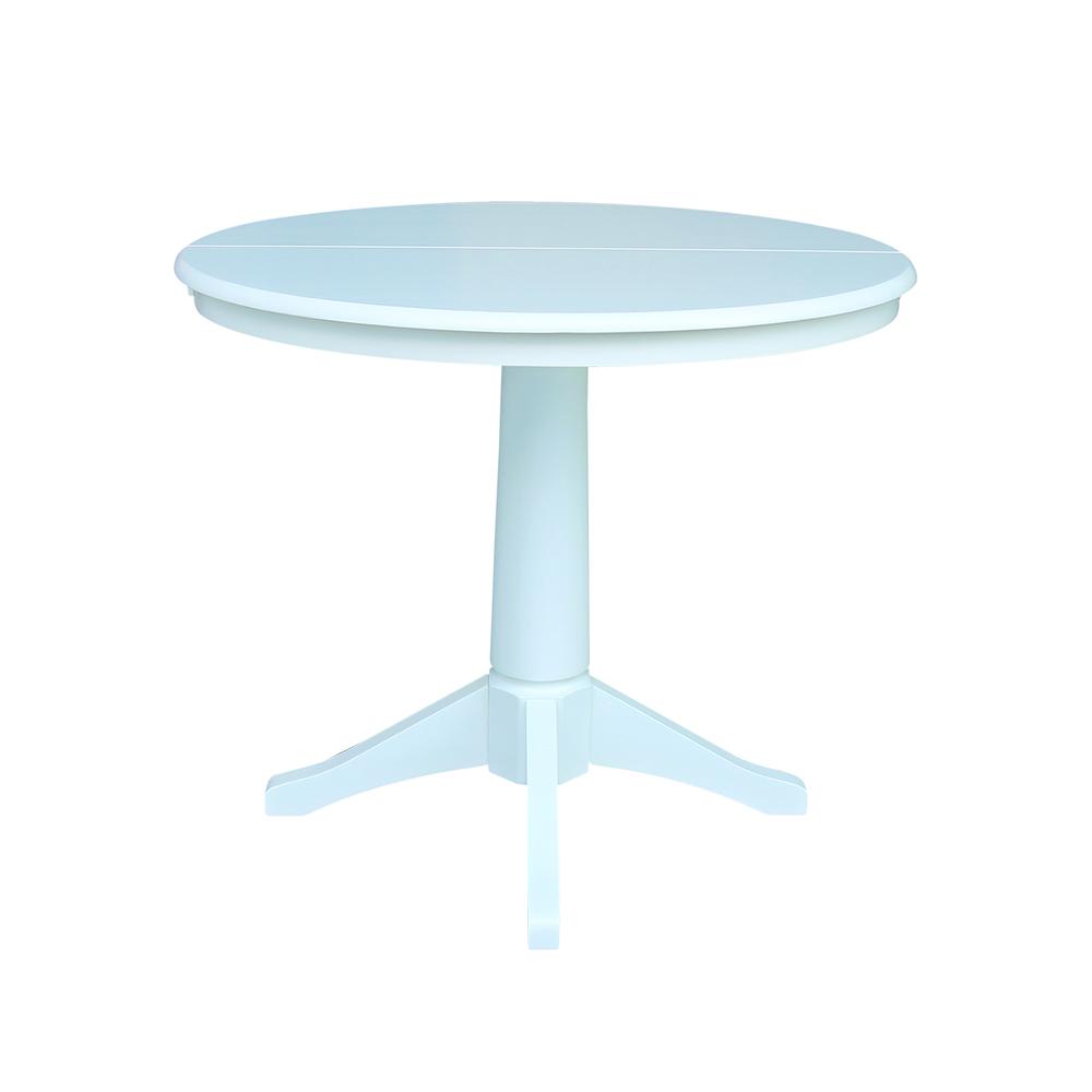 36" Round Top Pedestal Table With 12" Leaf - 28.9"H - Dining Height, White. Picture 38