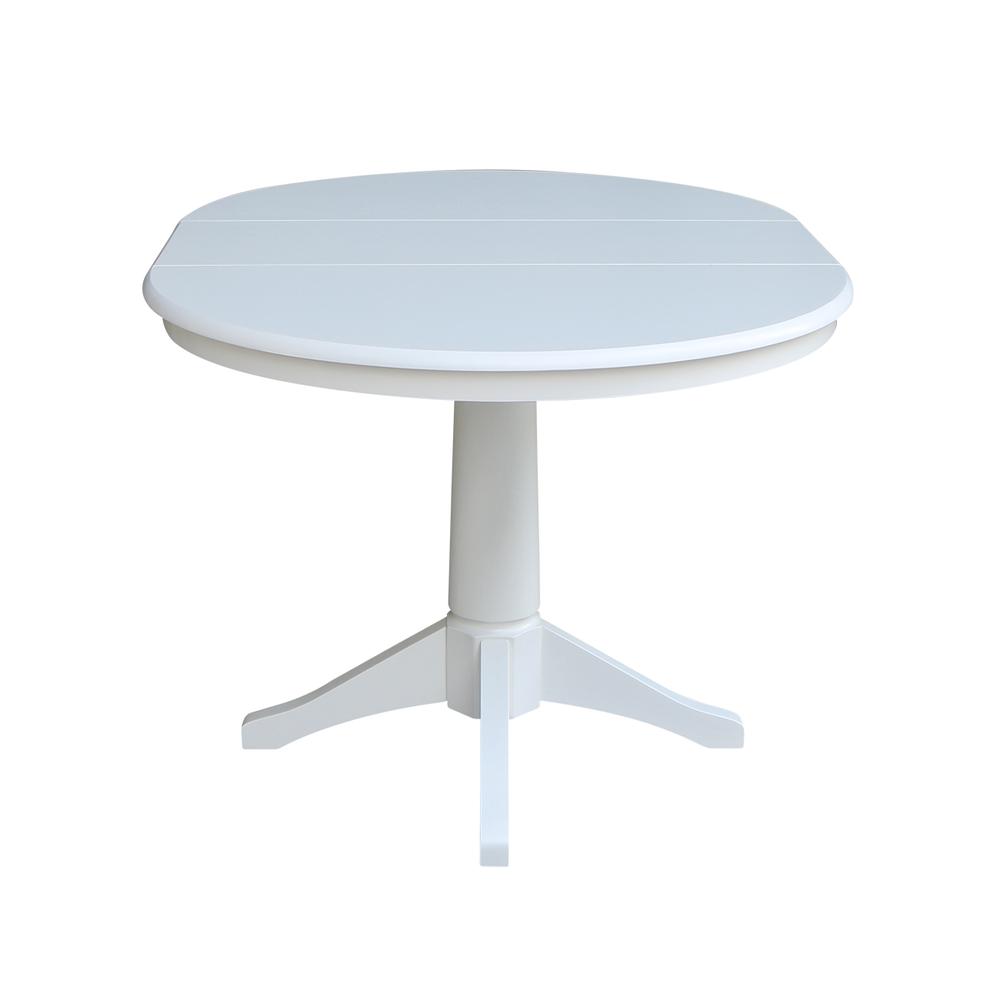 36" Round Top Pedestal Table With 12" Leaf - 28.9"H - Dining Height, White. Picture 37