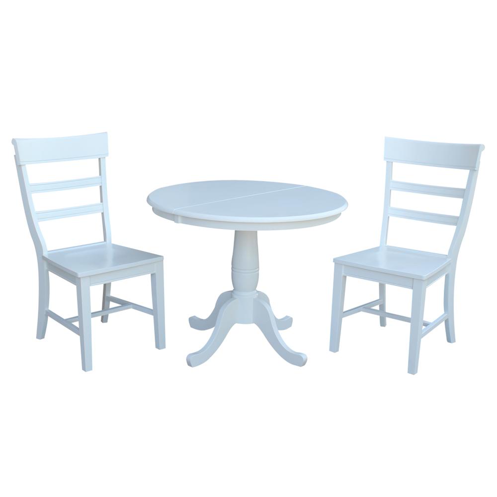 36" Round Top Pedestal Table With 12" Leaf - 28.9"H - Dining Height, White. Picture 85