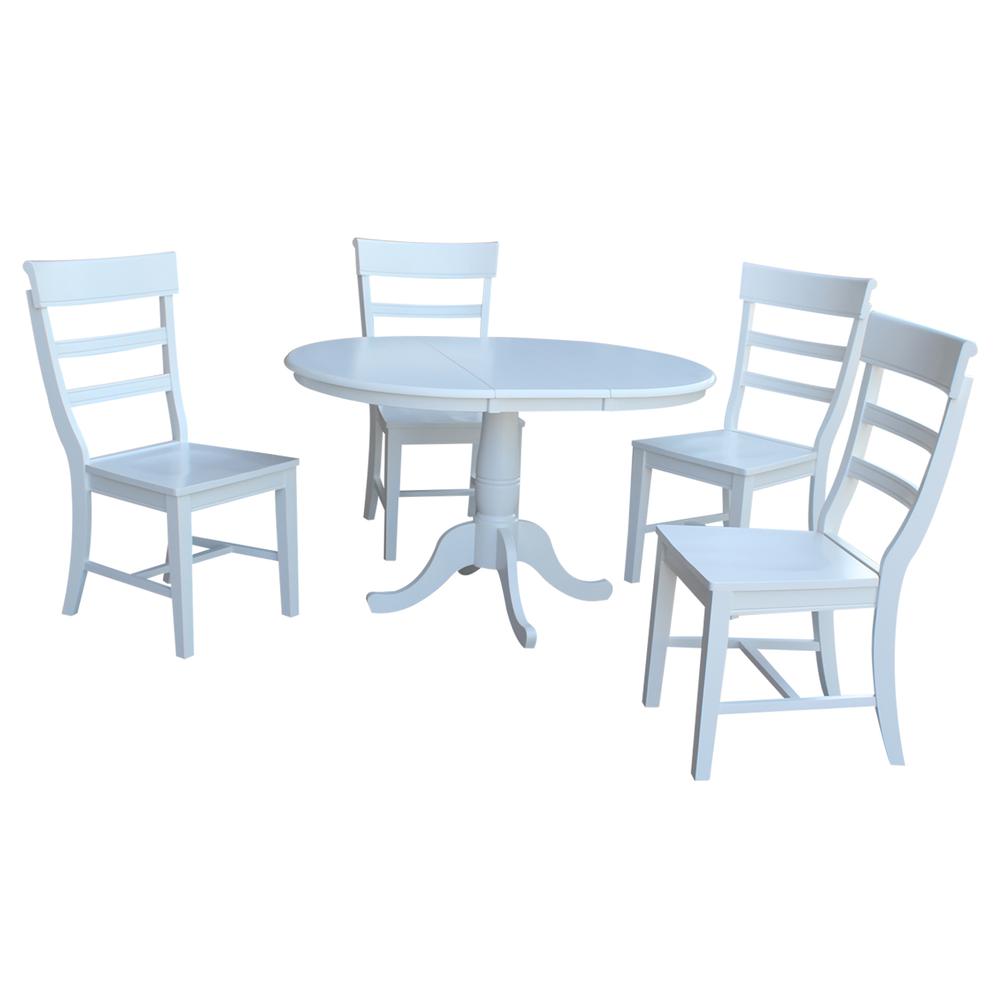 36" Round Top Pedestal Table With 12" Leaf - 28.9"H - Dining Height, White. Picture 86