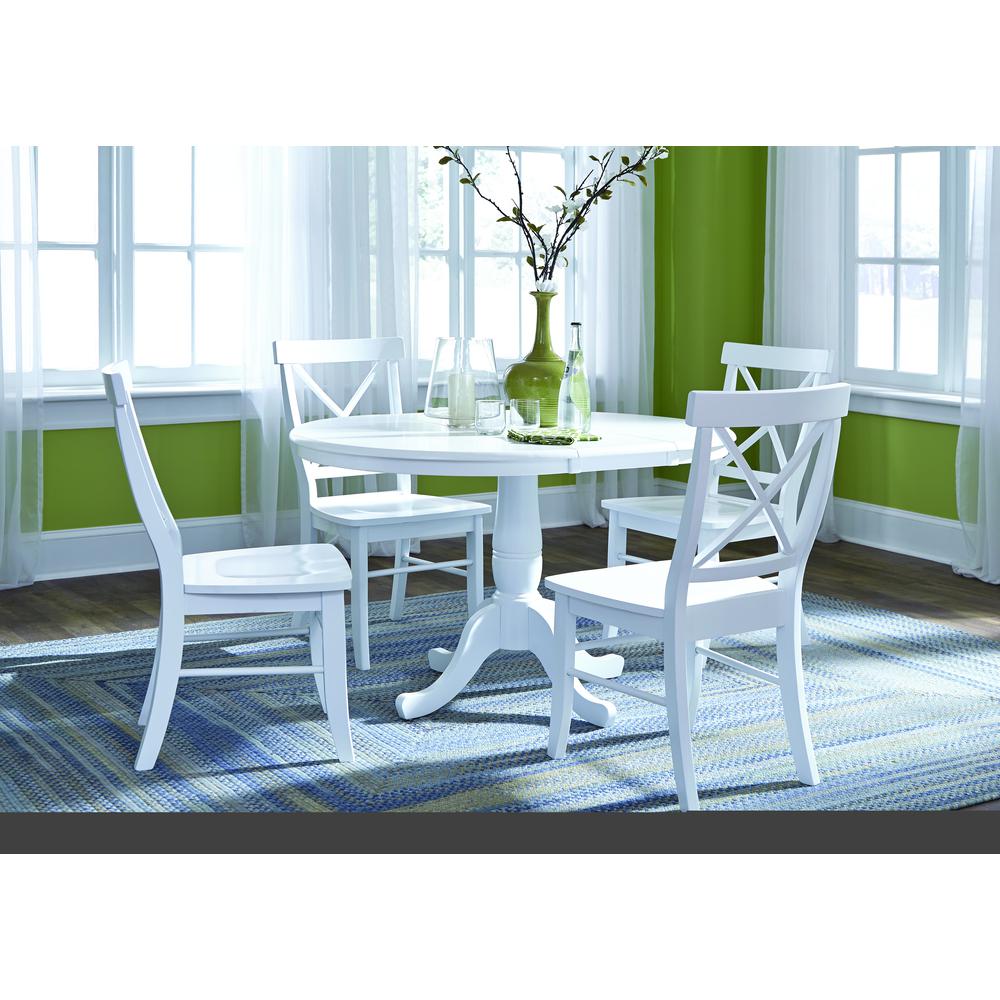 36" Round Top Pedestal Table With 12" Leaf - 28.9"H - Dining Height, White. Picture 90