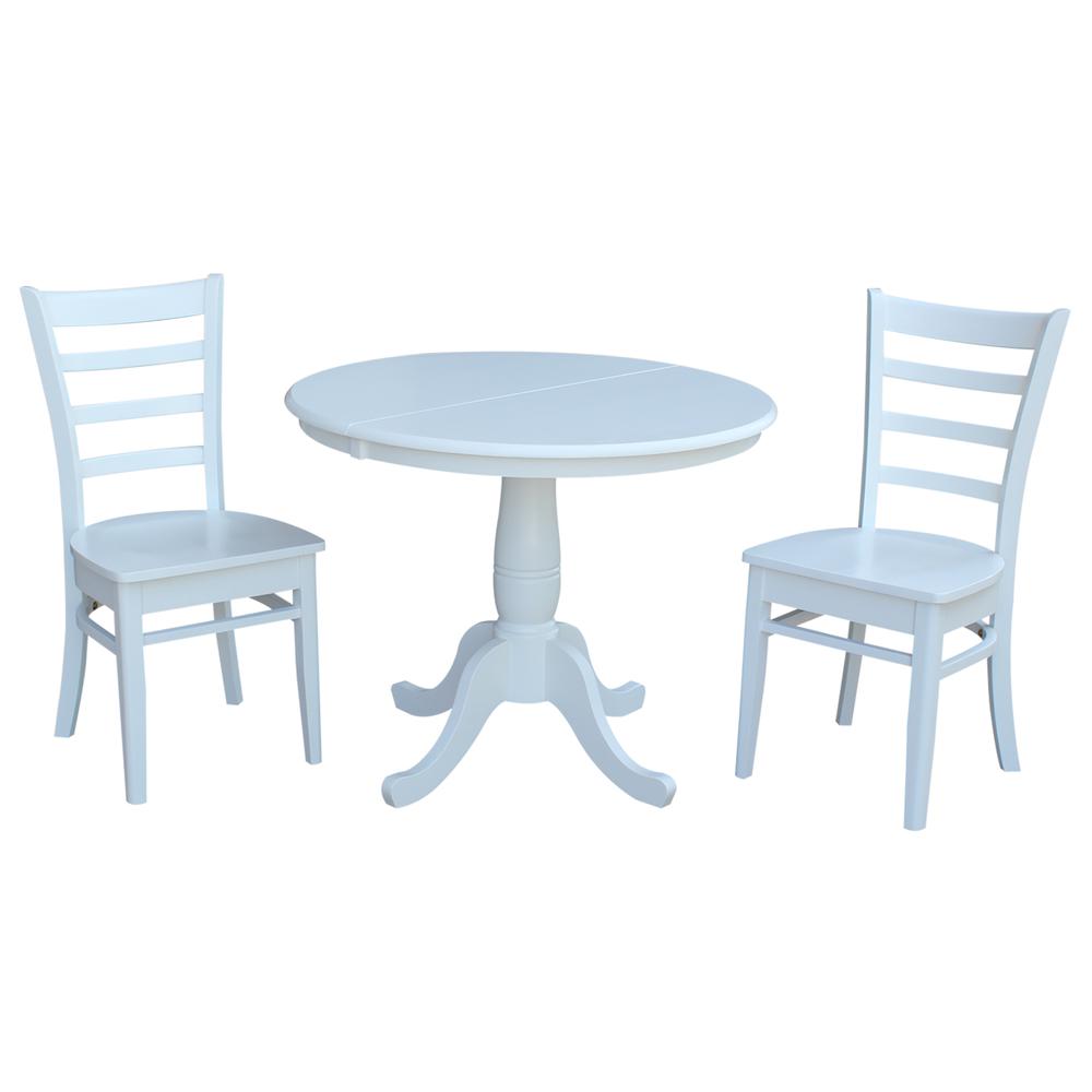 36" Round Top Pedestal Table With 12" Leaf - 28.9"H - Dining Height, White. Picture 92
