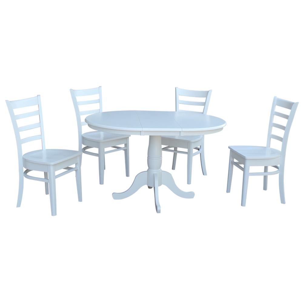 36" Round Top Pedestal Table With 12" Leaf - 28.9"H - Dining Height, White. Picture 93