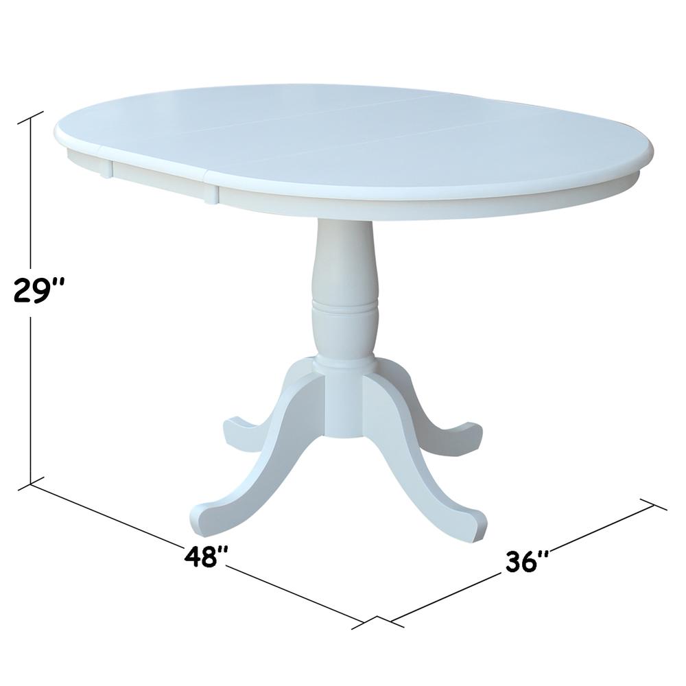 36" Round Top Pedestal Table With 12" Leaf - 28.9"H - Dining Height, White. Picture 2