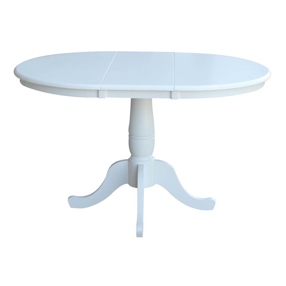 36" Round Top Pedestal Table With 12" Leaf - 28.9"H - Dining Height, White. Picture 3