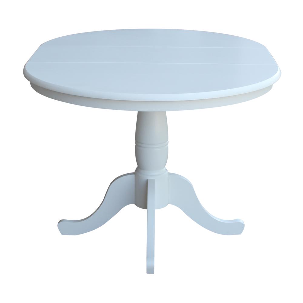 36" Round Top Pedestal Table With 12" Leaf - 28.9"H - Dining Height, White. Picture 4
