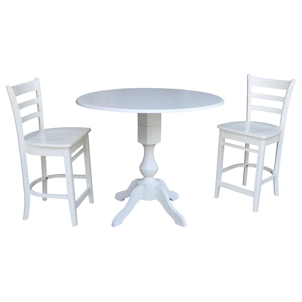 42 In Round Pedestal Gathering Height Table with 2 Counter Height Stools. Picture 3