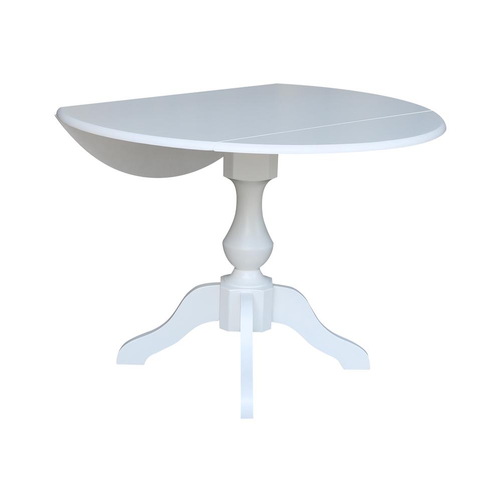 42 In Round dual drop Leaf Pedestal Table - 30.3"H, White. Picture 2