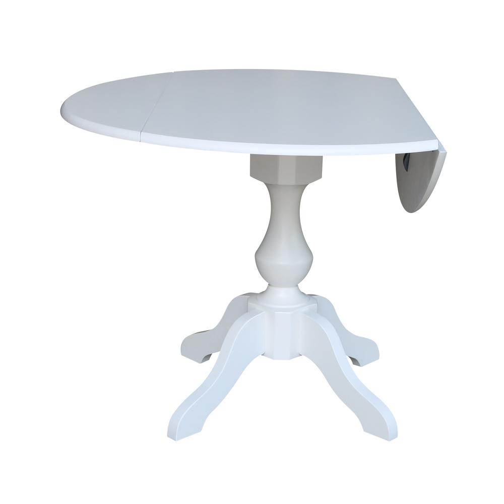 42 In Round dual drop Leaf Pedestal Table - 30.3"H, White. Picture 6