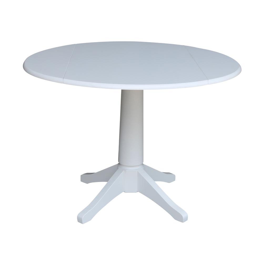 42 In Round dual drop Leaf Pedestal Table - 30.3 "H, White. Picture 27