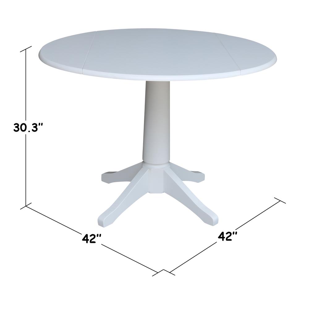 42 In Round dual drop Leaf Pedestal Table - 30.3 "H, White. Picture 1