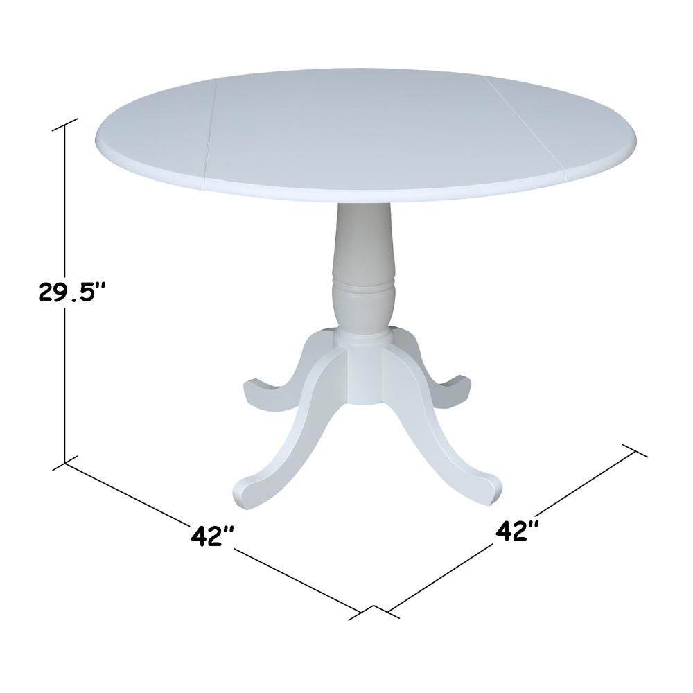 42 In Round dual drop Leaf Pedestal Table - 29.5 "H, White. Picture 1