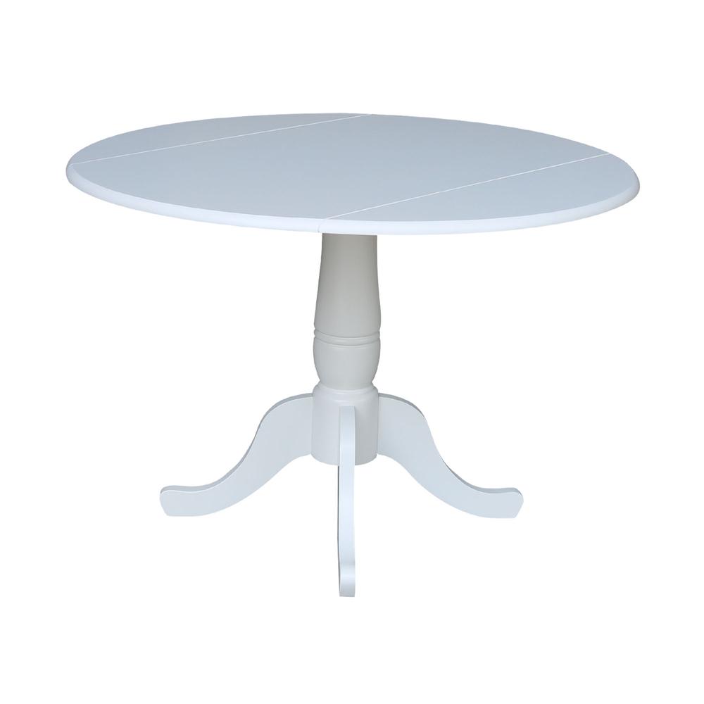 42 In Round dual drop Leaf Pedestal Table - 29.5 "H, White. Picture 4