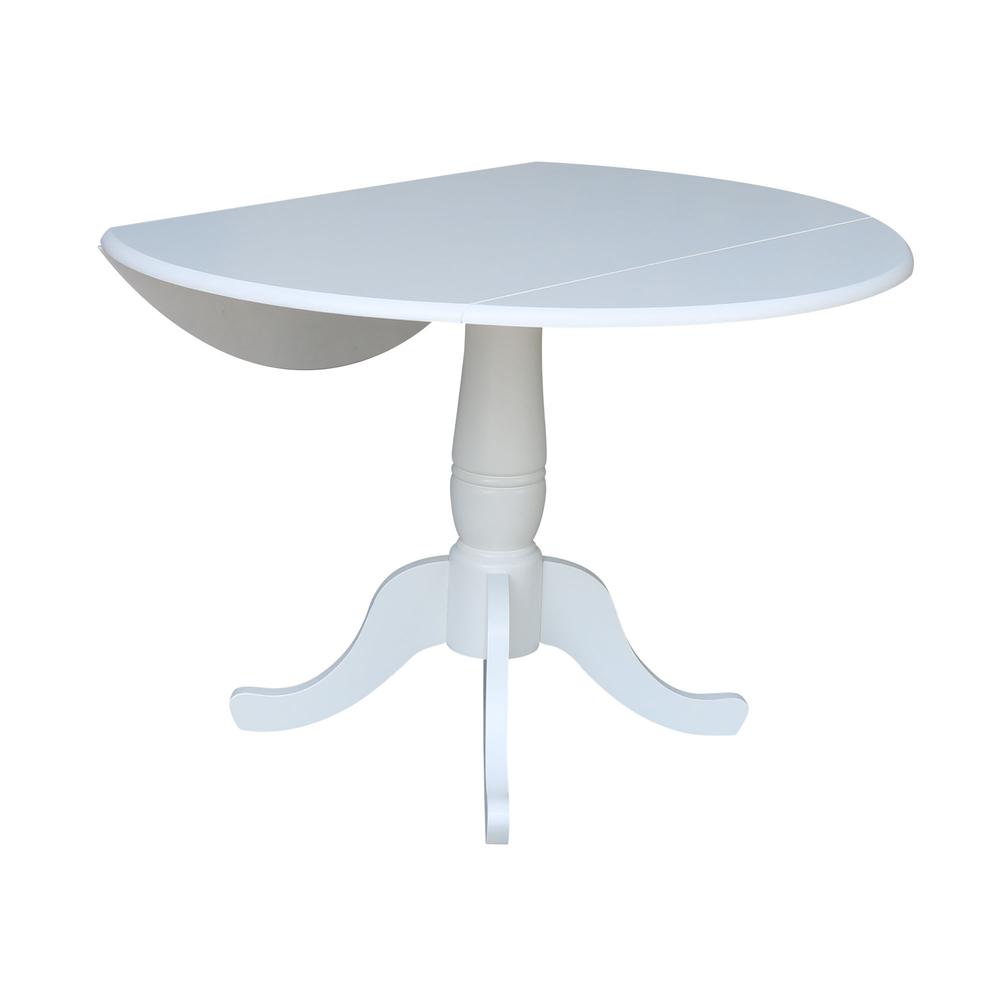 42 In Round dual drop Leaf Pedestal Table - 29.5 "H, White. Picture 2