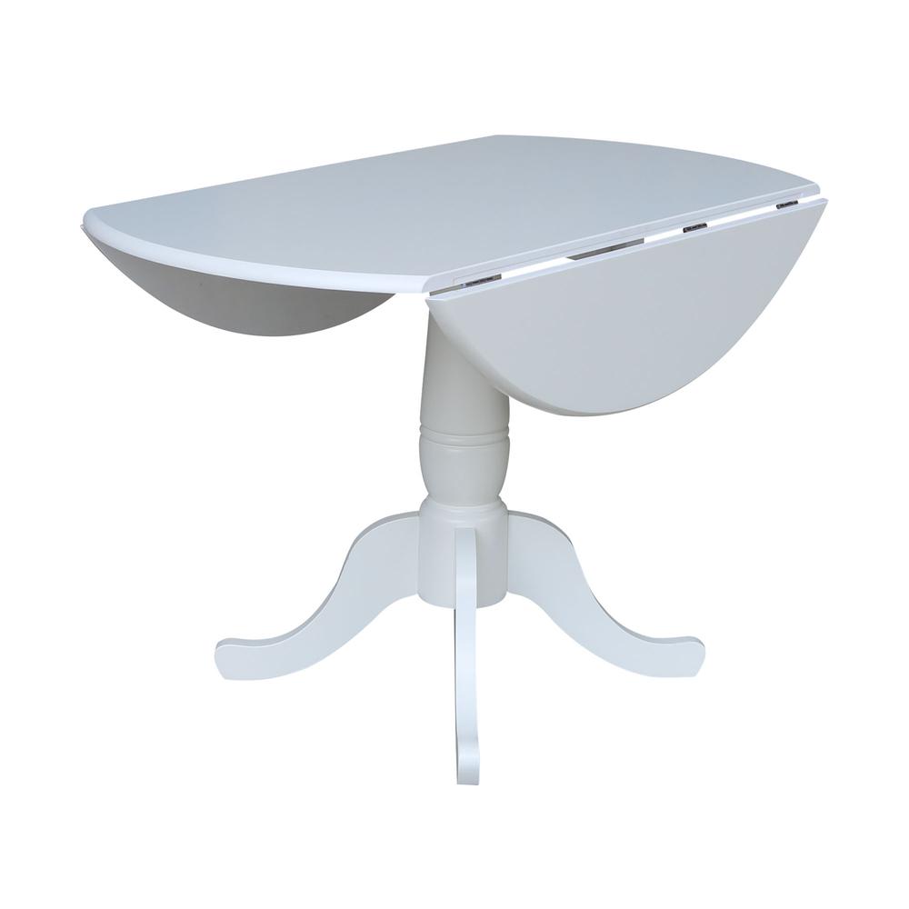 42 In Round dual drop Leaf Pedestal Table - 29.5 "H, White. Picture 3