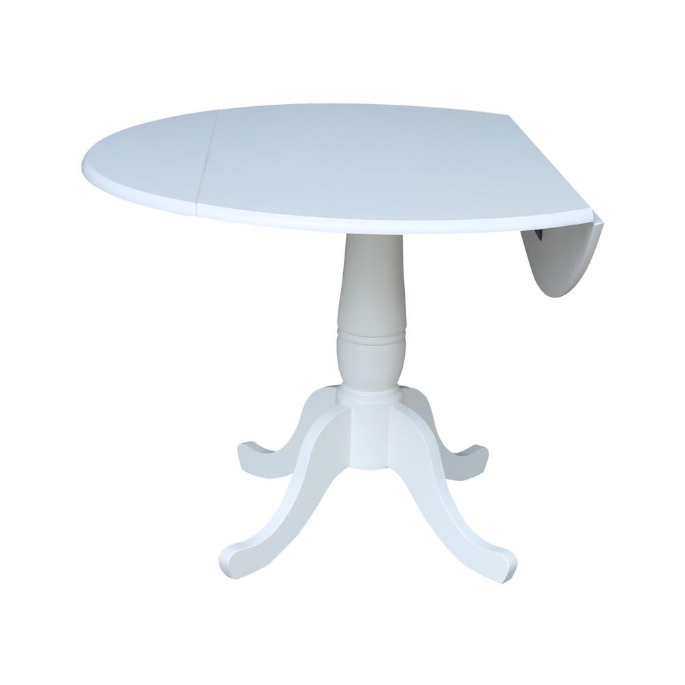 42 In Round dual drop Leaf Pedestal Table - 29.5 "H, White. Picture 8